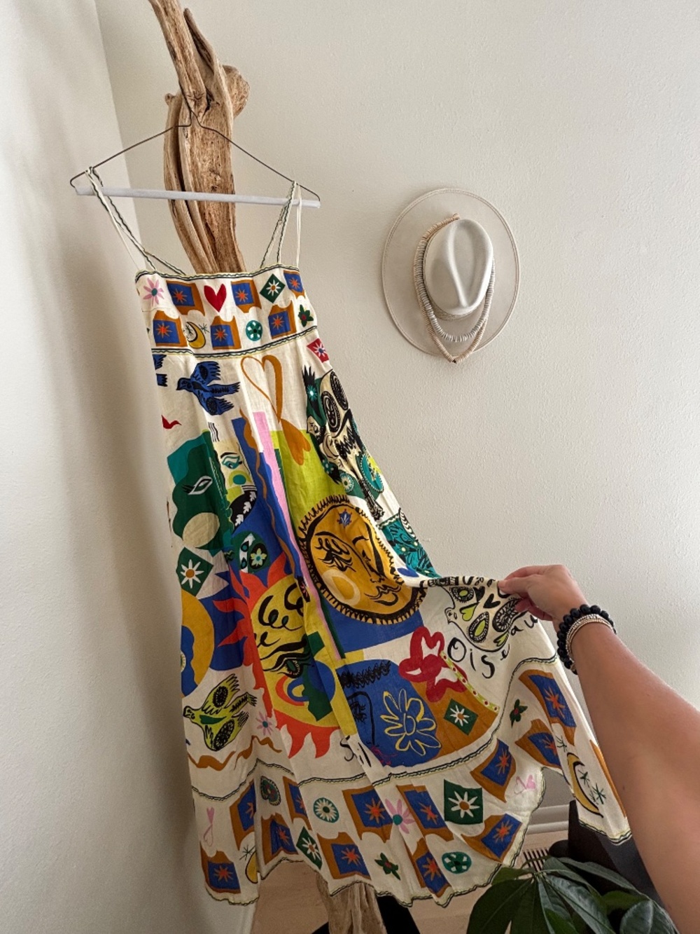 ALÉMAIS Surrealist Summer Linen Sundress Multicolor - Picture 2 of 7